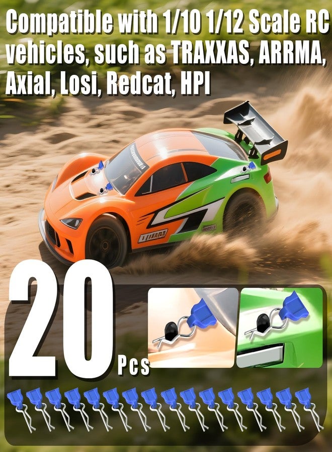 مشابك تثبيت هيكل سيارة التحكم عن بعد مع ألسنة سحب لسيارات TRAXXAS Axial Redcat HPI Himoto HSP Exceed RC Truck Car Crawler Truck Buggy On Road Touring Racing Shell Replacement، عبوة من 20 قطعة (أزرق) - Image 4